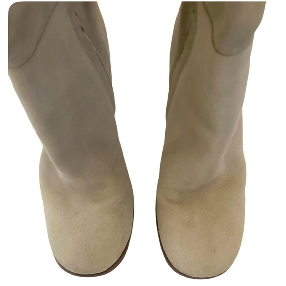 Franco Sarto Cassie Suede Womens Round Toe Tall Knee-High Boots, Cream, Size 8 - Picture 5 of 12
